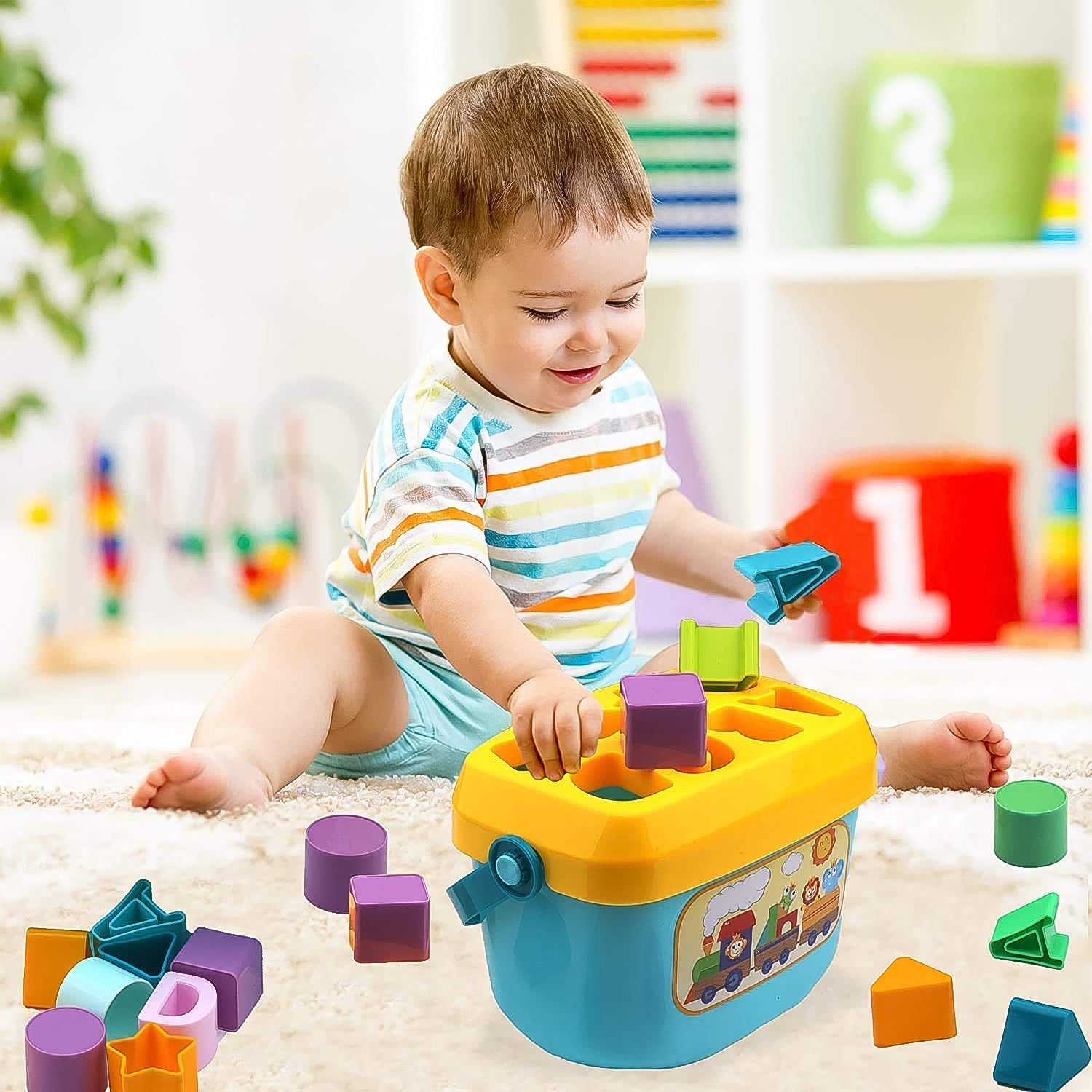 Baby First Block Set for Kids Non-Toxic Abcd Geometric Shape Sorting & Stacking Toy (1 Set) Baby First Block Set for Kids Non-Toxic Abcd Geometric Shape Sorting & Stacking Toy (1 Set)